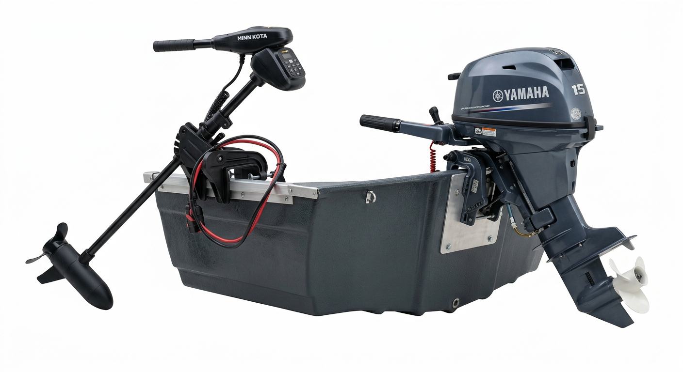 Vergleich Elektromotor vs Benzin-Außenborder am Schlauchboot-Heck