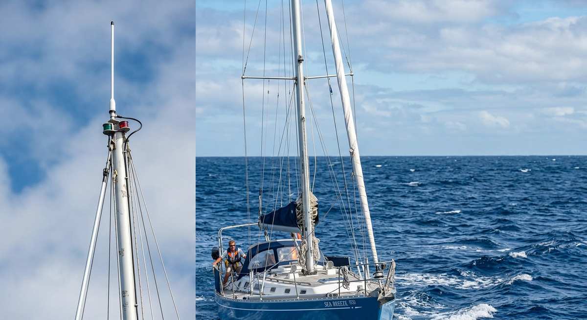VHF-Antenne am Segelmast montiert